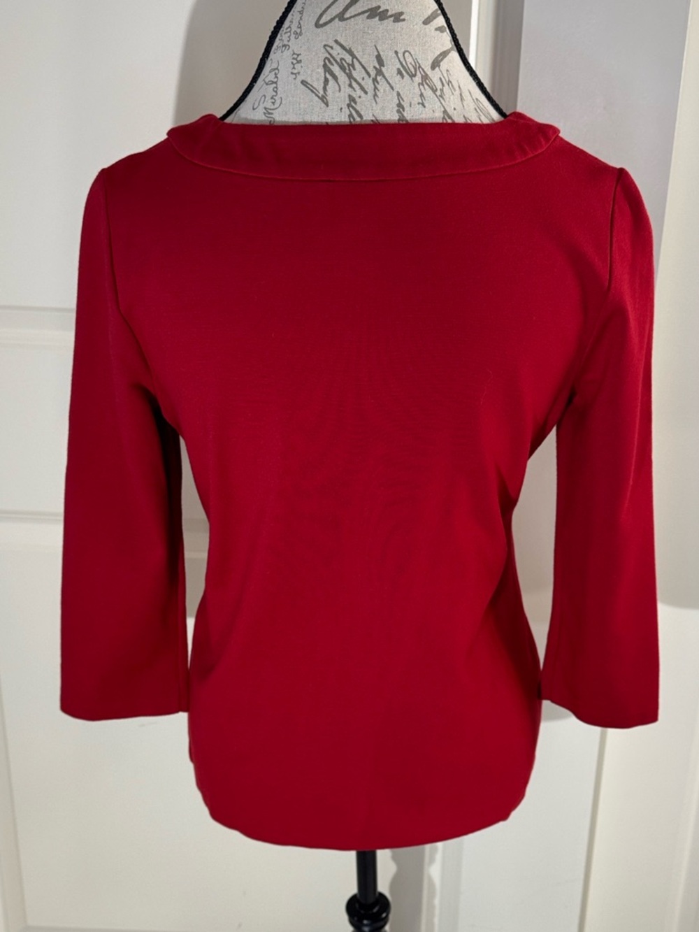 Talbots Red Button-Placket 3/4 Sleeve Top Small - Picture 2 of 8